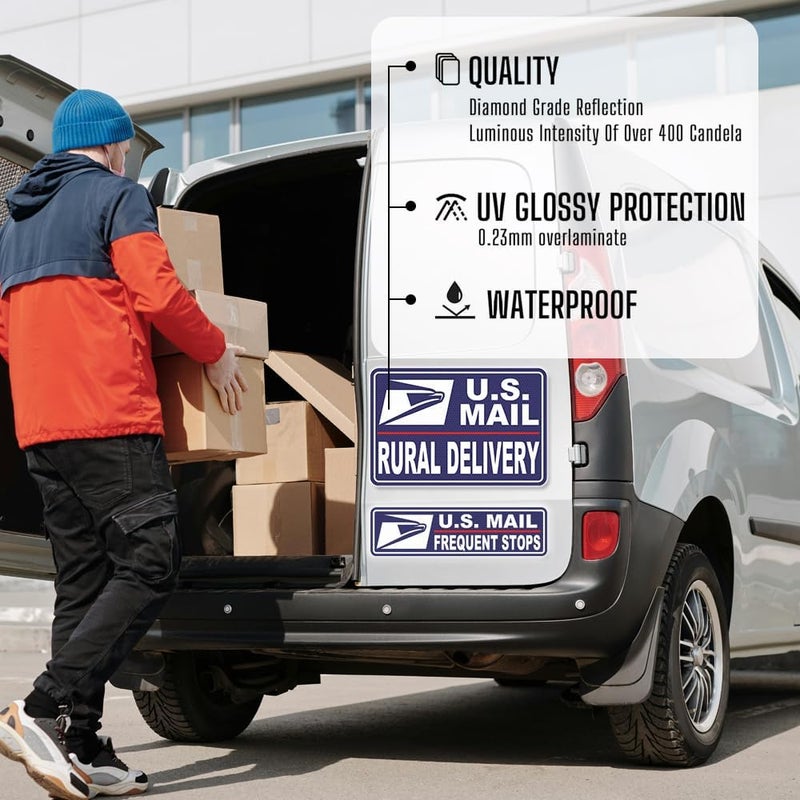 ROMINVIC Car Magnets Postal,Heavy Duty U.S. Reflective Mail Delivery Driver Magnetic Signs,4pcs Car Magnets Rural Carrier Delivery for Cars, SUV, Trucks,Bumper Sticker - Image 5